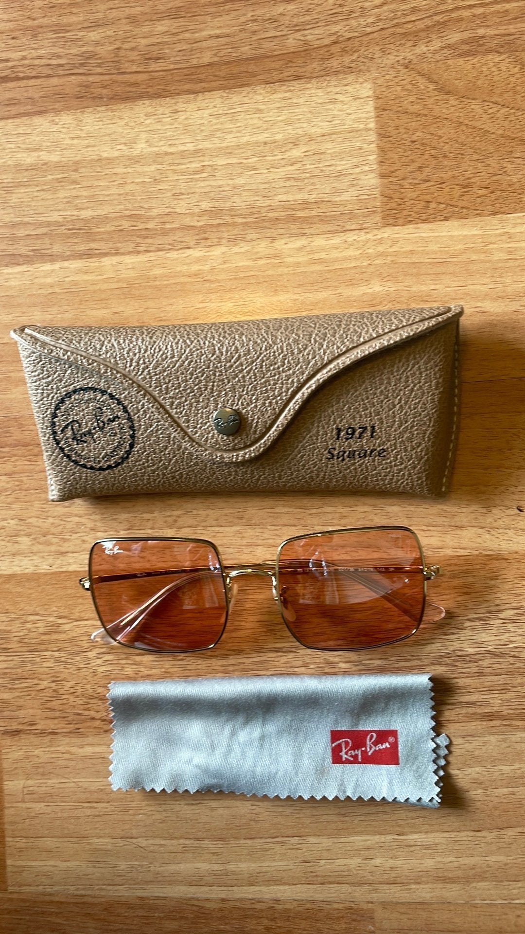 Trendy Ray-Ban 1971 Square Zonnebril - Zeer Gewild Model, Zonnebril, Bruin, Ophalen of Verzenden, Zo goed als nieuw