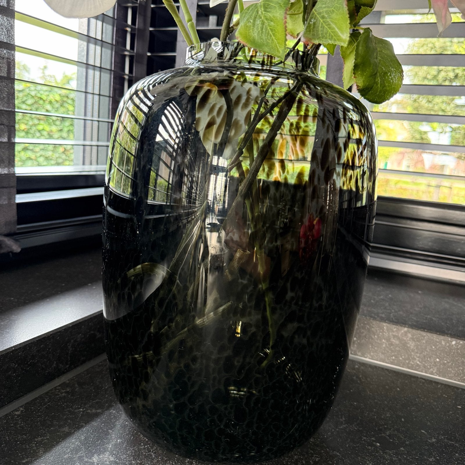 Vaas cheetah smoke maat L - Zo goed als nieuw, Ophalen, Met patroon/structuur, Grijs, Glas