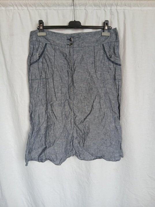 Mooie lichtblauwe linnen rok mt 42 merk Frank Walder, Blauw, ., Maat 42/44 (L), Ophalen of Verzenden