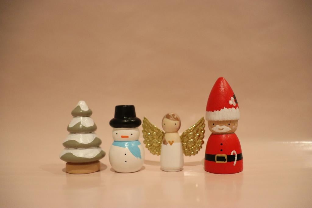Peg dolls houten poppetjes kerst seizoenstafel decoratie, Ophalen of Verzenden