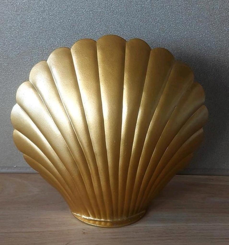 METALEN GOUDEN JACOBS SCHELP KANDELAAR*ZOMER*STRAND*ZEE, Verzenden, Gebruikt, Metaal, Kandelaar