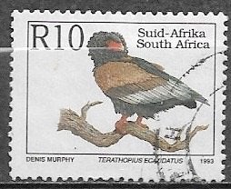 ZUID-AFRIKA 10 R zegel Bedreigde dieren - Bateleur - 1993, Verzenden, Zuid-Afrika, Gestempeld