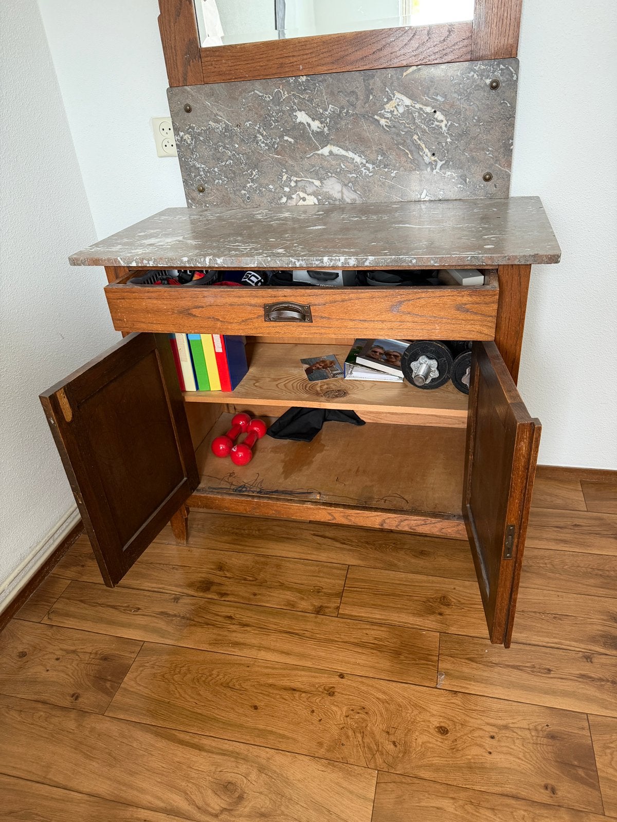 Commode jaren 20 met marmeren blad., Ophalen, Gebruikt