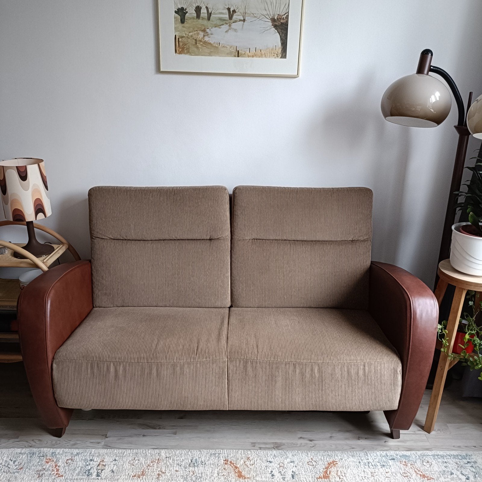 Mooie 2-zitsbank | bruin | 160 cm breed, Ophalen, 150 tot 200 cm, Vintage, Tweepersoons