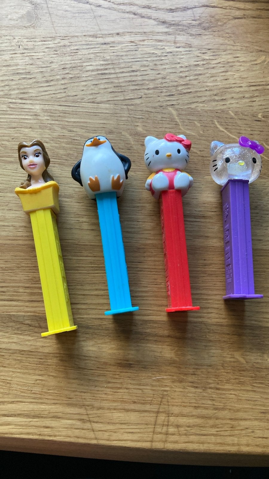 Pez Dispensers: Belle, Pinguïn, Hello Kitty (4 stuks), Ophalen of Verzenden, Gebruikt