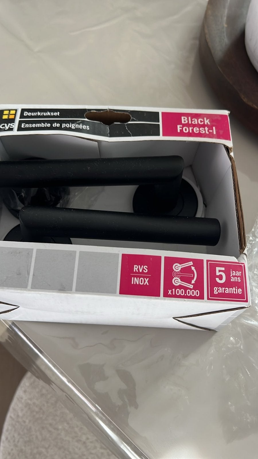 Nieuw Deurkrukset Zwart RVS - Black Forest-I, Ophalen of Verzenden, Nieuw, Rvs, Klink of Kruk