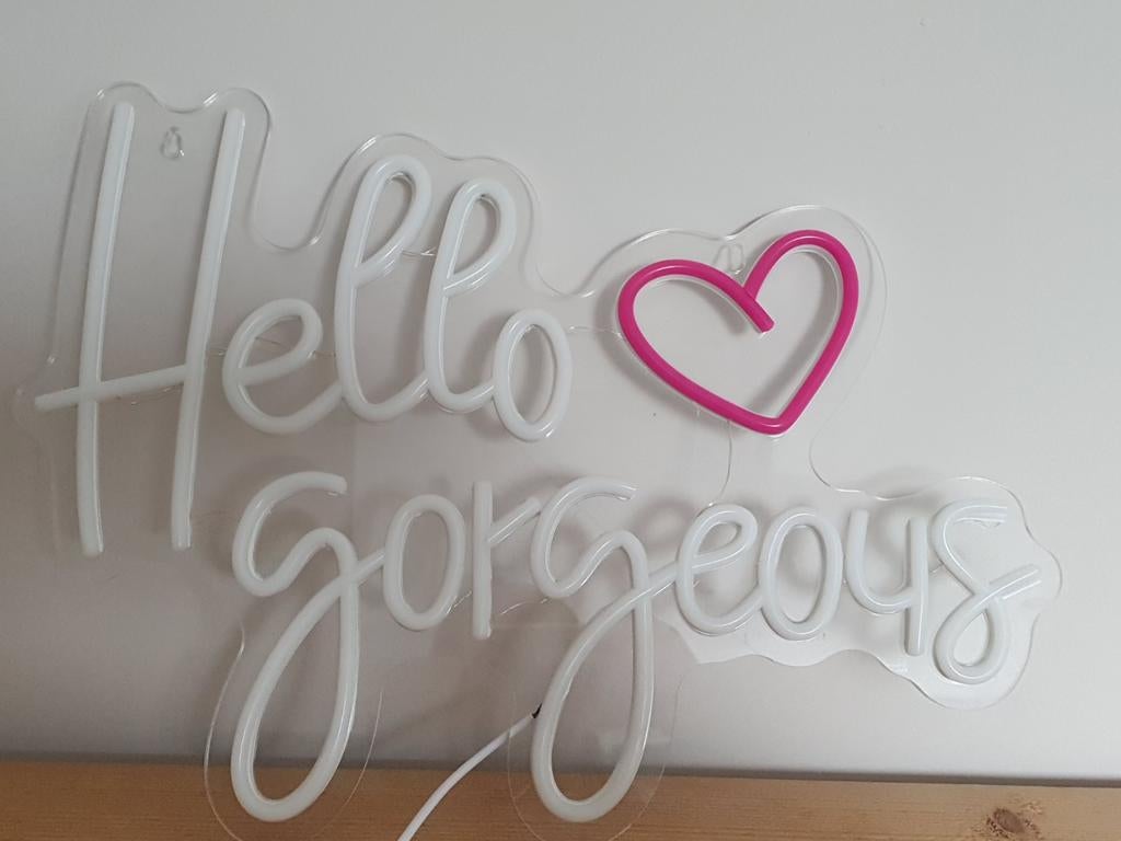 LED Neon lamp "Hello Gorgeous" met Dimmer - USB Voeding, Ophalen of Verzenden, Nieuw, Hello Gorgeous