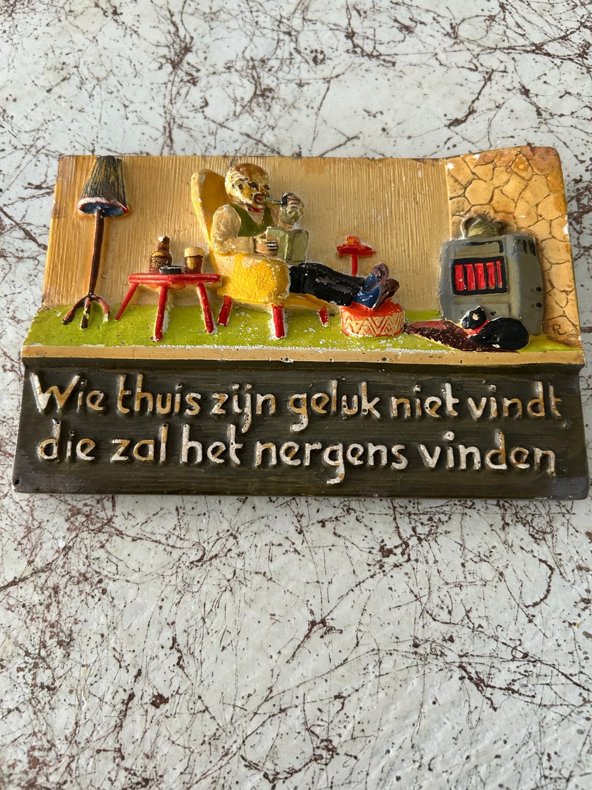 Vintage nederlandsr spreuken plaquette', Ophalen of Verzenden