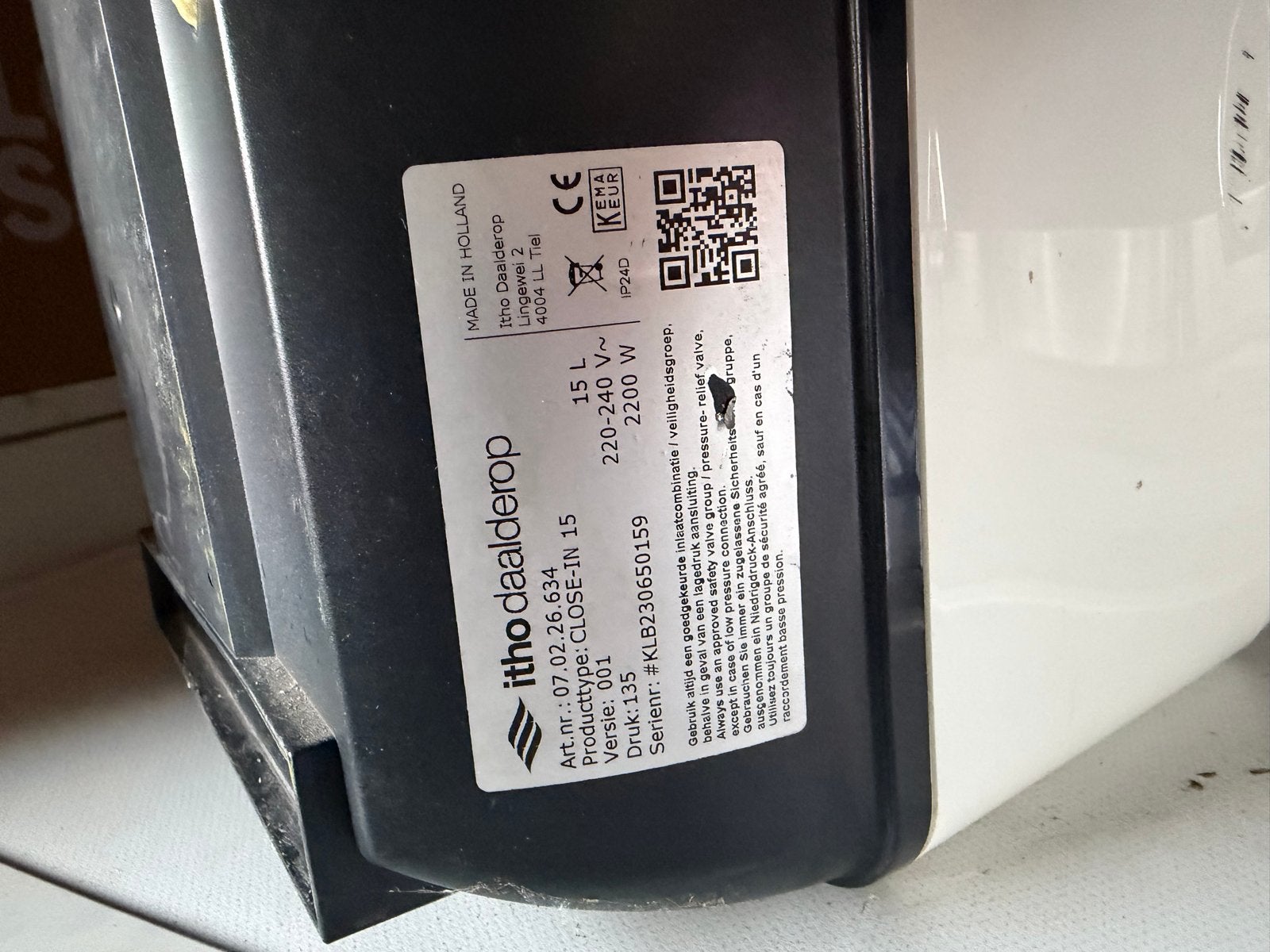 Itho Daalderop Close-in 15 Boiler - Amper gebruikt, Ophalen, Gebruikt