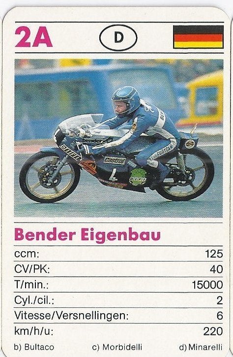Kw1834-- 2a motorkaartje bender eigenbau, Ophalen of Verzenden, Zo goed als nieuw, Motoren