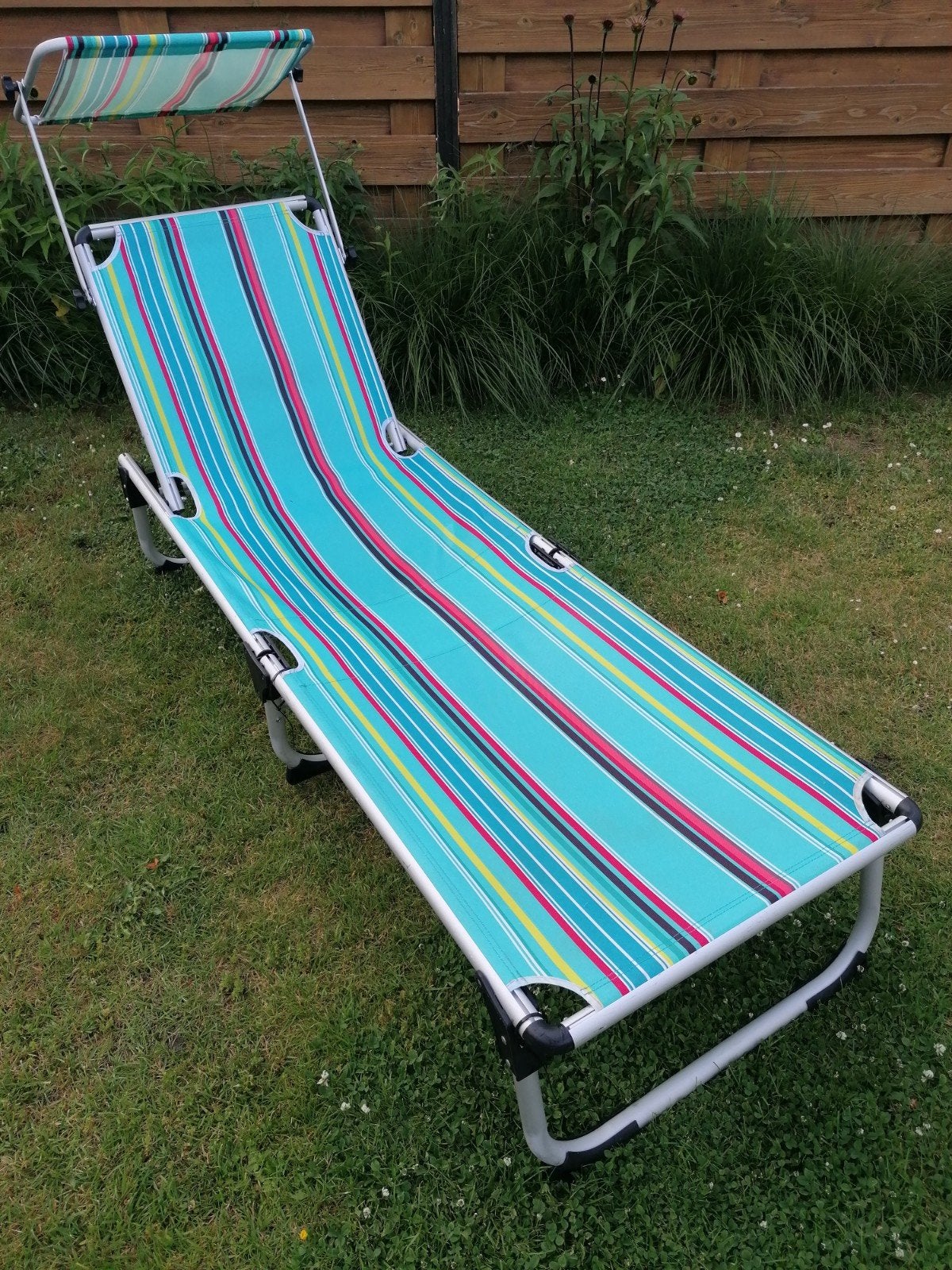 Ligstoel Ligbed zonnekap - Kleurrijk gestreept, Caravans en Kamperen, Kampeeraccessoires, Zo goed als nieuw, Ophalen of Verzenden