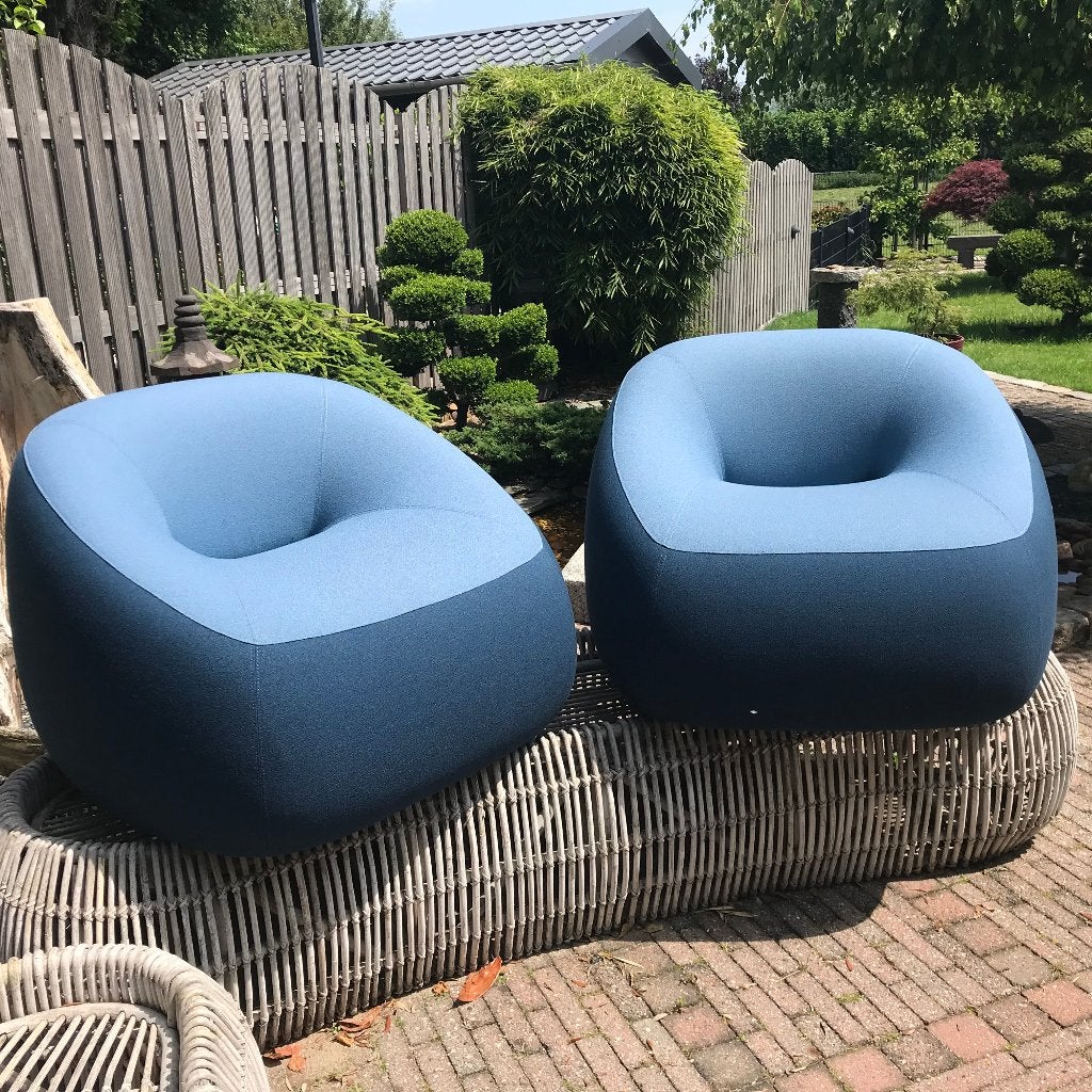 2 Artifort Swamp design fauteuil chair stoel modern blauw, 75 tot 100 cm, Ophalen of Verzenden, Nvt, Nvt