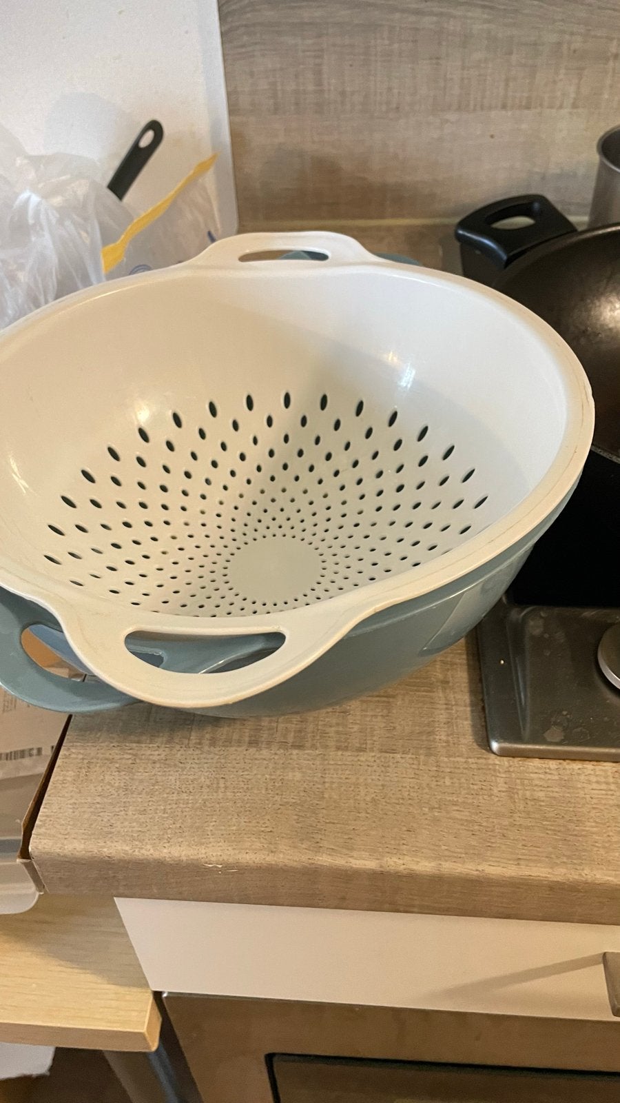 Grote vergiet met kom - ideaal voor pasta en salades, Kunststof, Ophalen of Verzenden, Meerkleurig, Overige merken