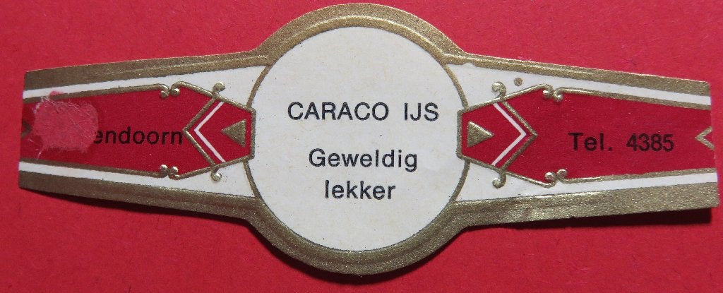 Sigarenbandje Reclamebandje Caraco Ijs, Verzamelen, Verzenden, Gebruikt, Sigarenbandjes