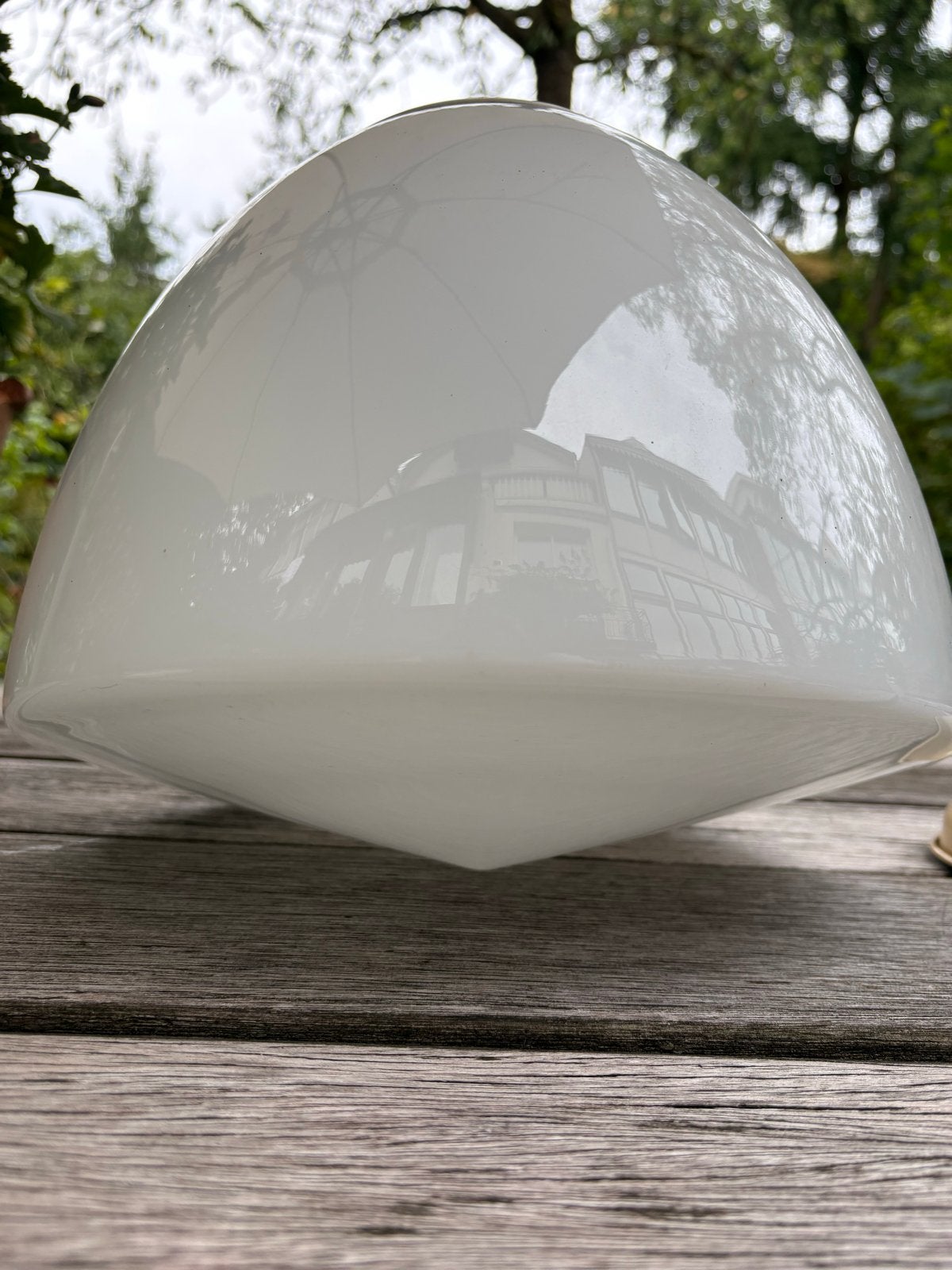 Vintage Schoollamp met originele melkglas kap, Ophalen