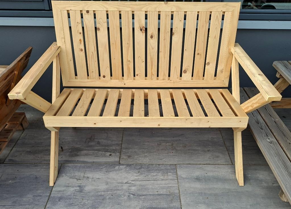 Vuren bankje 130cm breed, Ophalen, Nieuw, Hout