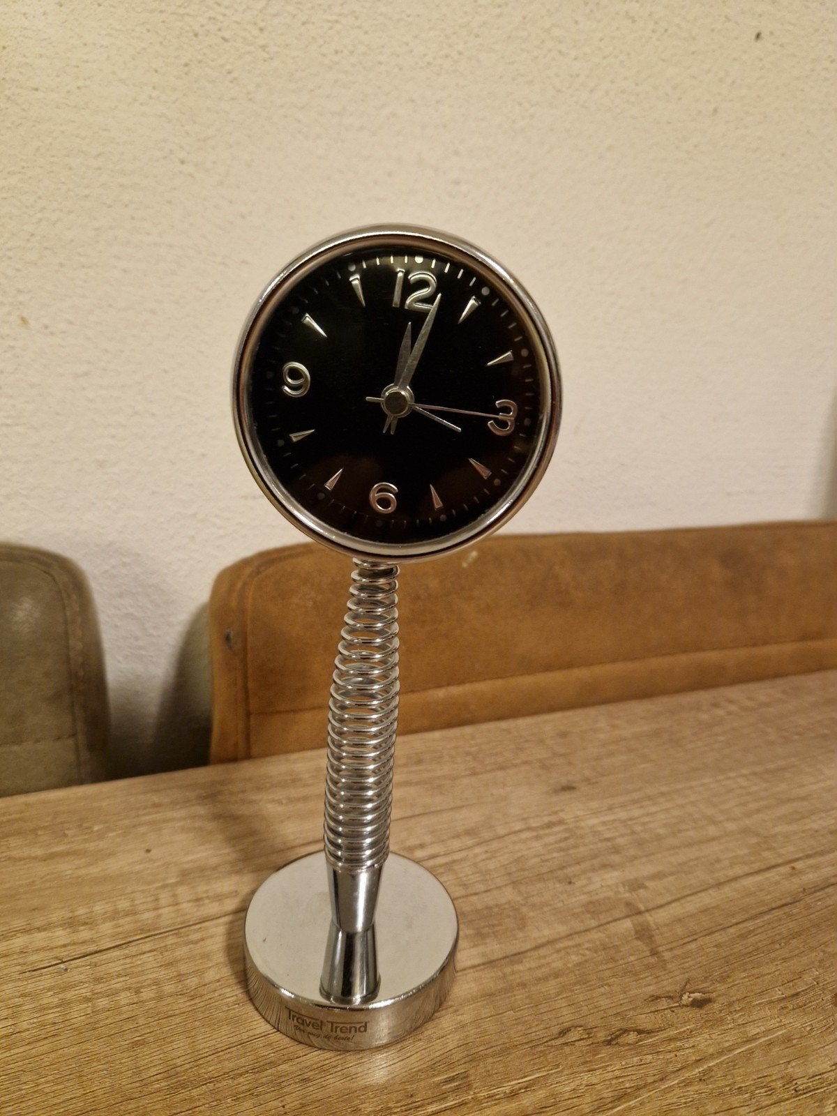Industrial Coil Spring Desk Clock Chrome Retro Mid Century, Ophalen, Wandklok