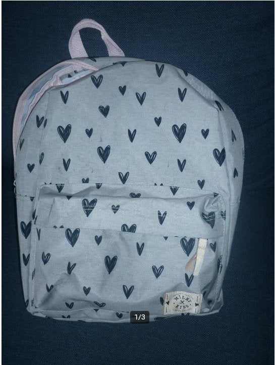 Rugtas grijs / Rugzak met hartjes / schooltas waterafstotend, Sieraden, Tassen en Uiterlijk, Tassen | Rugtassen, Overige merken