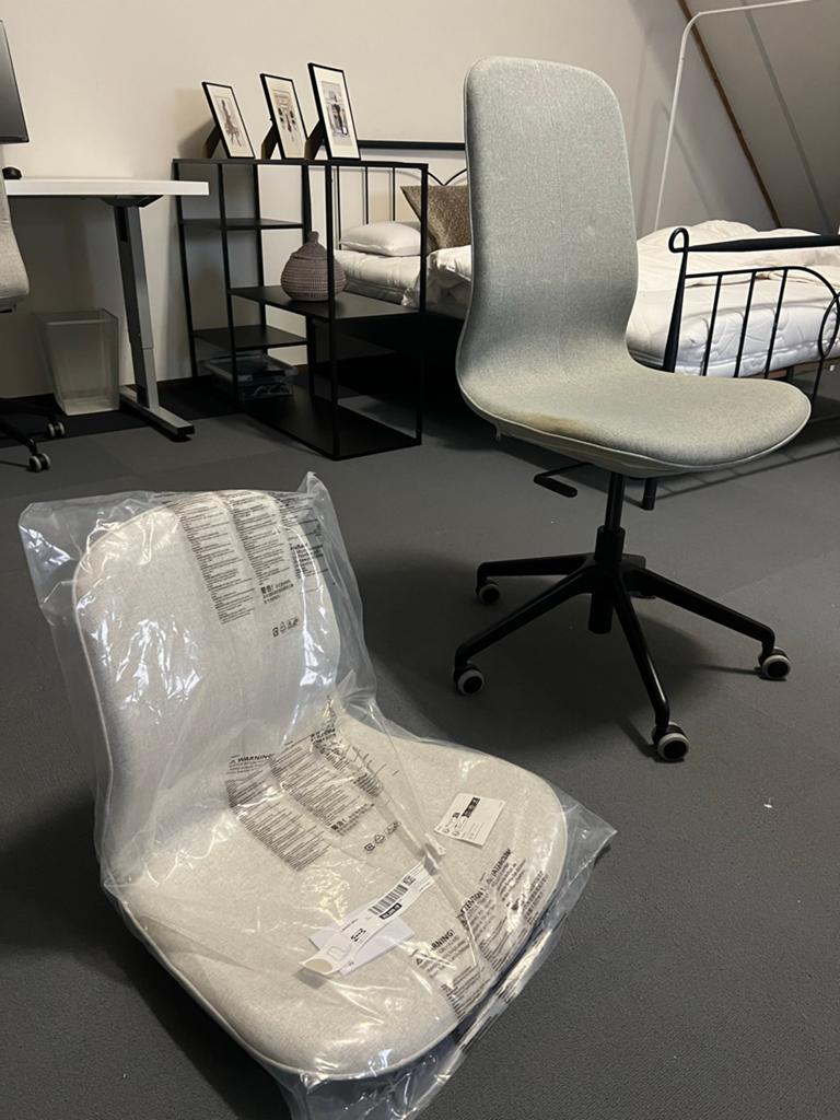 IKEA LÅNGFJÄLL Bureaustoel met extra zitting, Huis en Inrichting, Ophalen of Verzenden, Gebruikt, Grijs, Bureaustoel