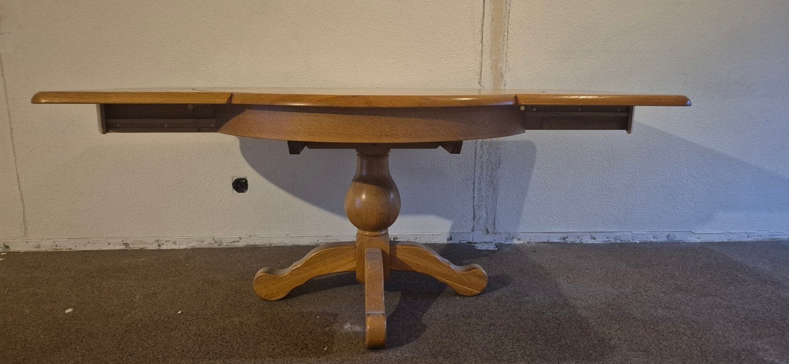 Uitschuifbare massief blank eiken eettafel met 4 stoelen, Ophalen, Gebruikt, 100 tot 150 cm, 150 tot 200 cm