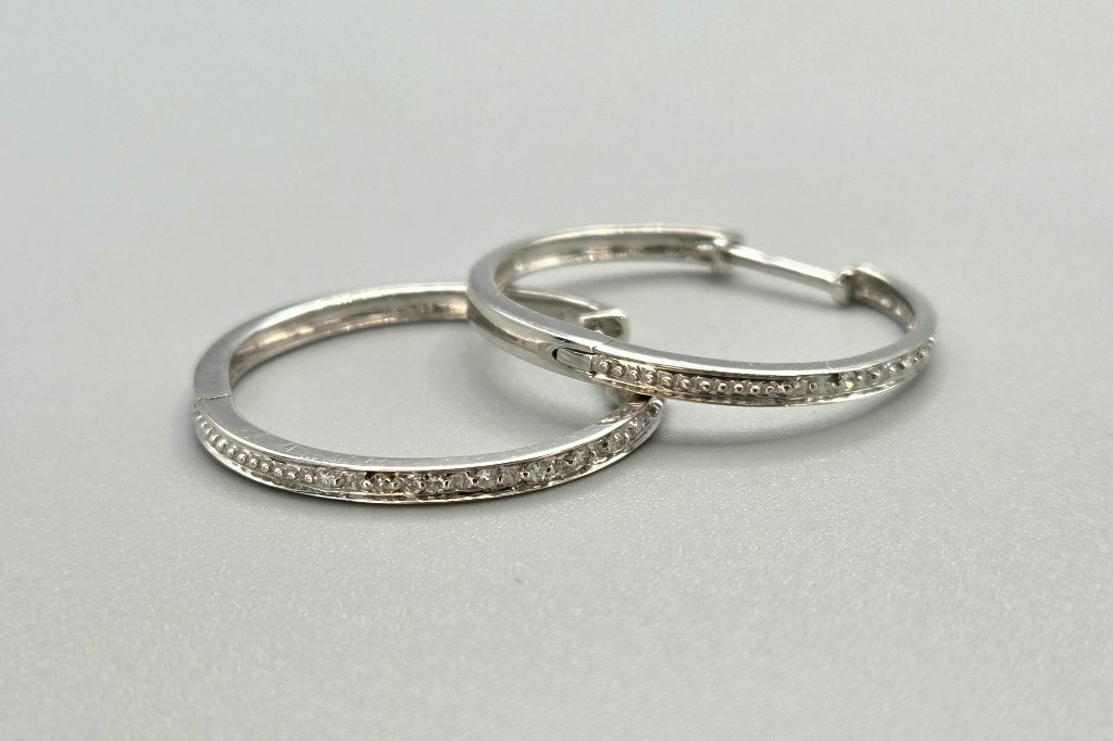 Gouden Vintage klapcreolen ca. 0.16 ct diamanten. 2026/692, Sieraden, Tassen en Uiterlijk, Hangers, ., Ophalen of Verzenden, Zo goed als nieuw
