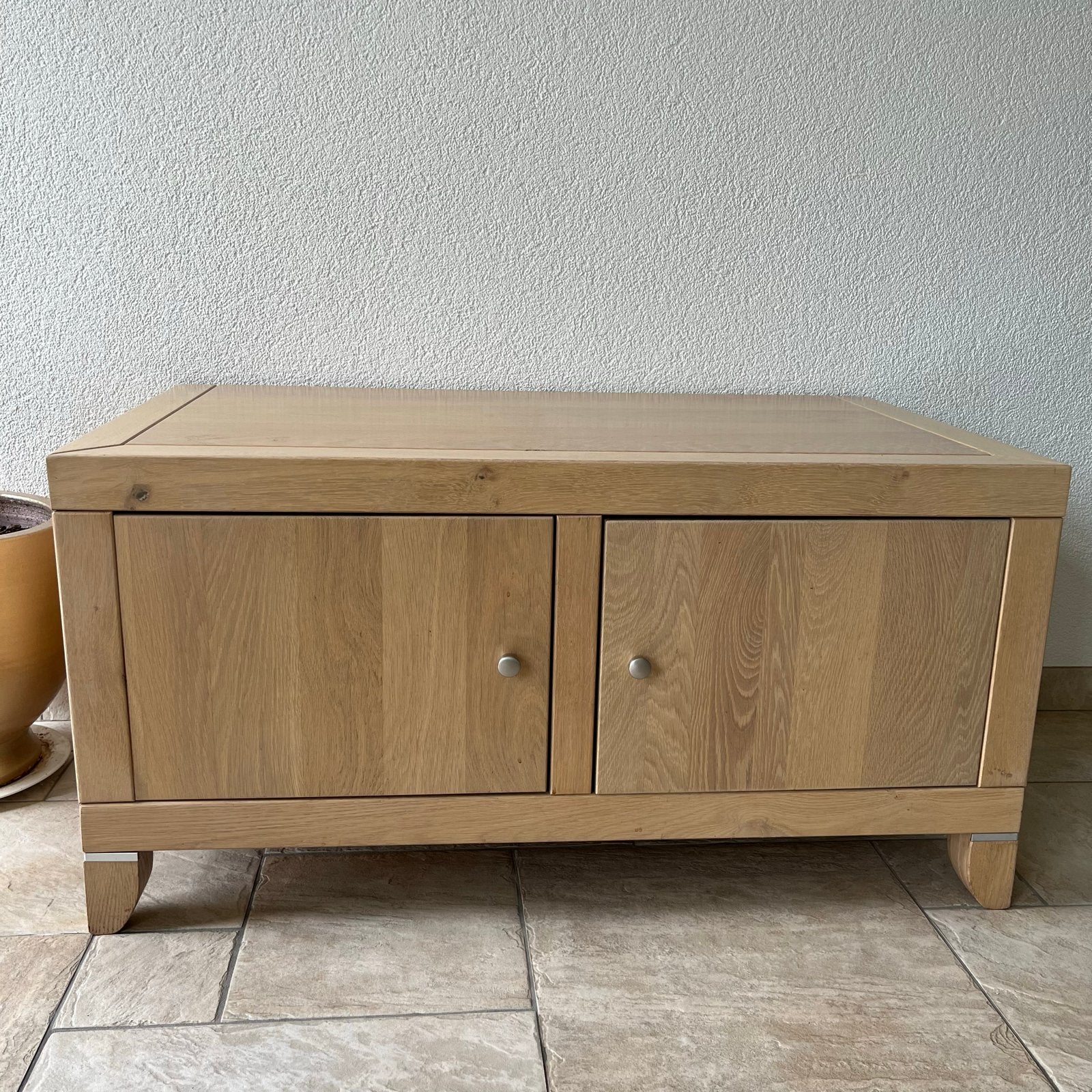 Lichte massief eiken tv-kast 109x60 Goossens Meubelen, Ophalen, Gebruikt, 100 tot 150 cm, Eikenhout