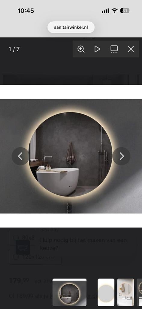 Saniclass badkamerspiegel rond 60cm met licht, Ophalen, Nieuw, 50 tot 100 cm, Minder dan 25 cm