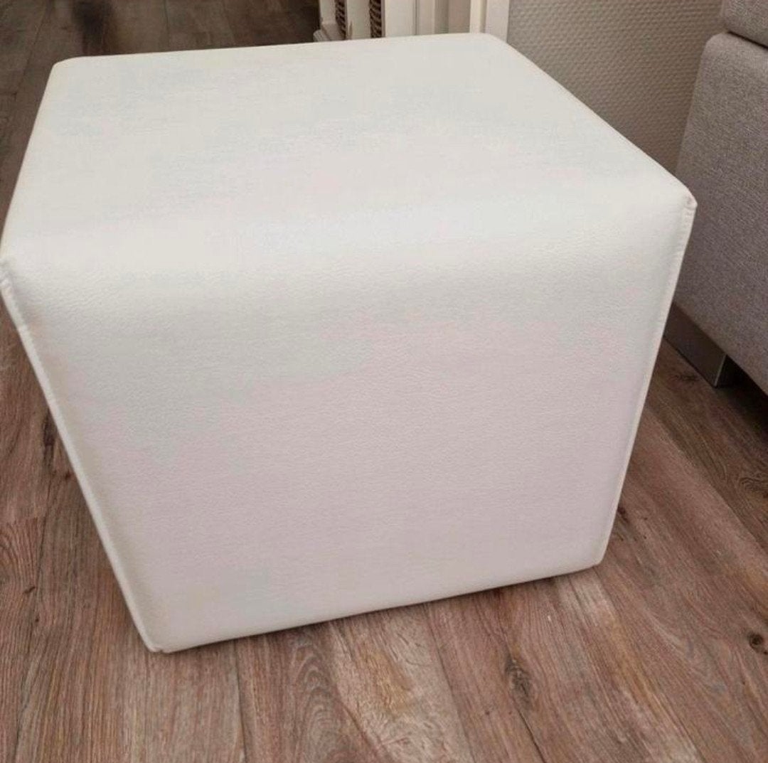 Hocker 65x65 Off White, Ophalen, Nieuw, Rechthoekig, 50 tot 75 cm