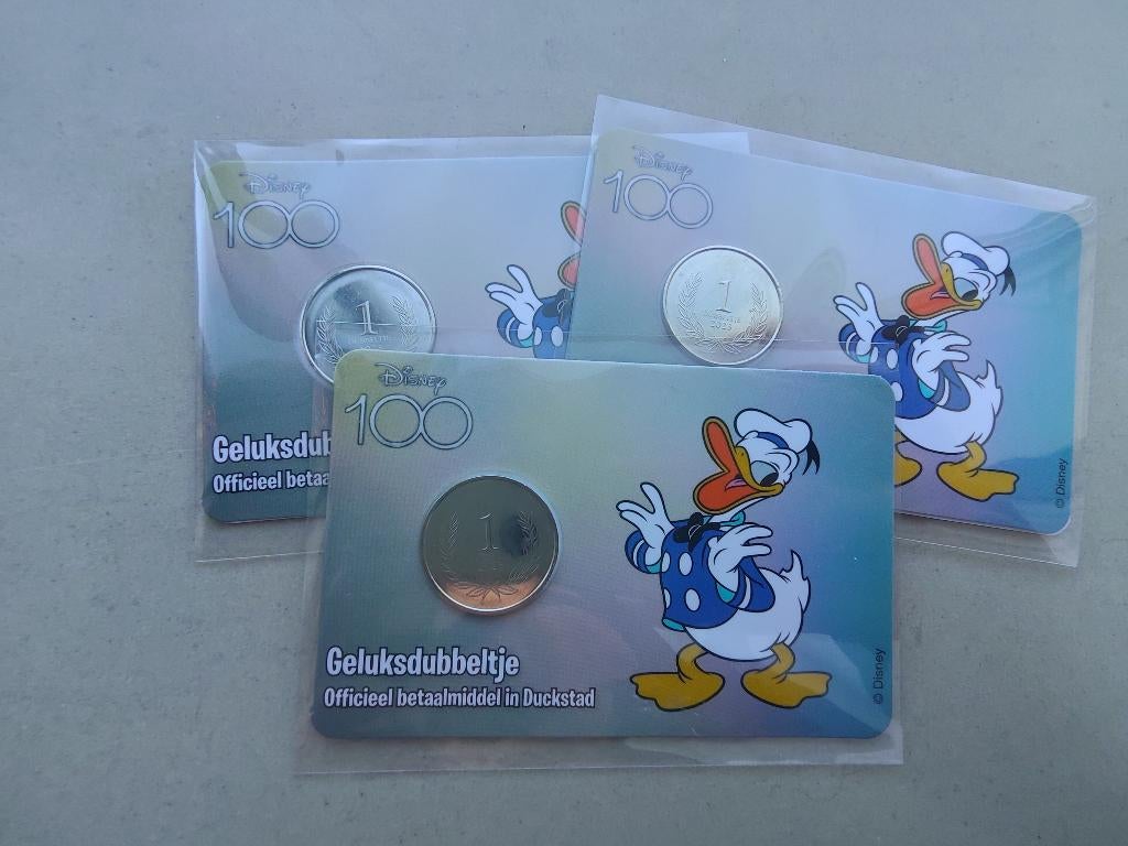 Dagobert Duck 100 jaar jubileummunt (geluksdubbeltje), Ophalen of Verzenden, Nederland, Munten