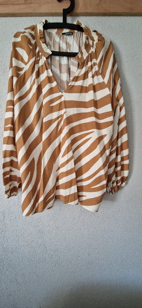 Norah print blouse/top Maat 48, Bruin, Verzenden, Blouse of Tuniek, Nieuw