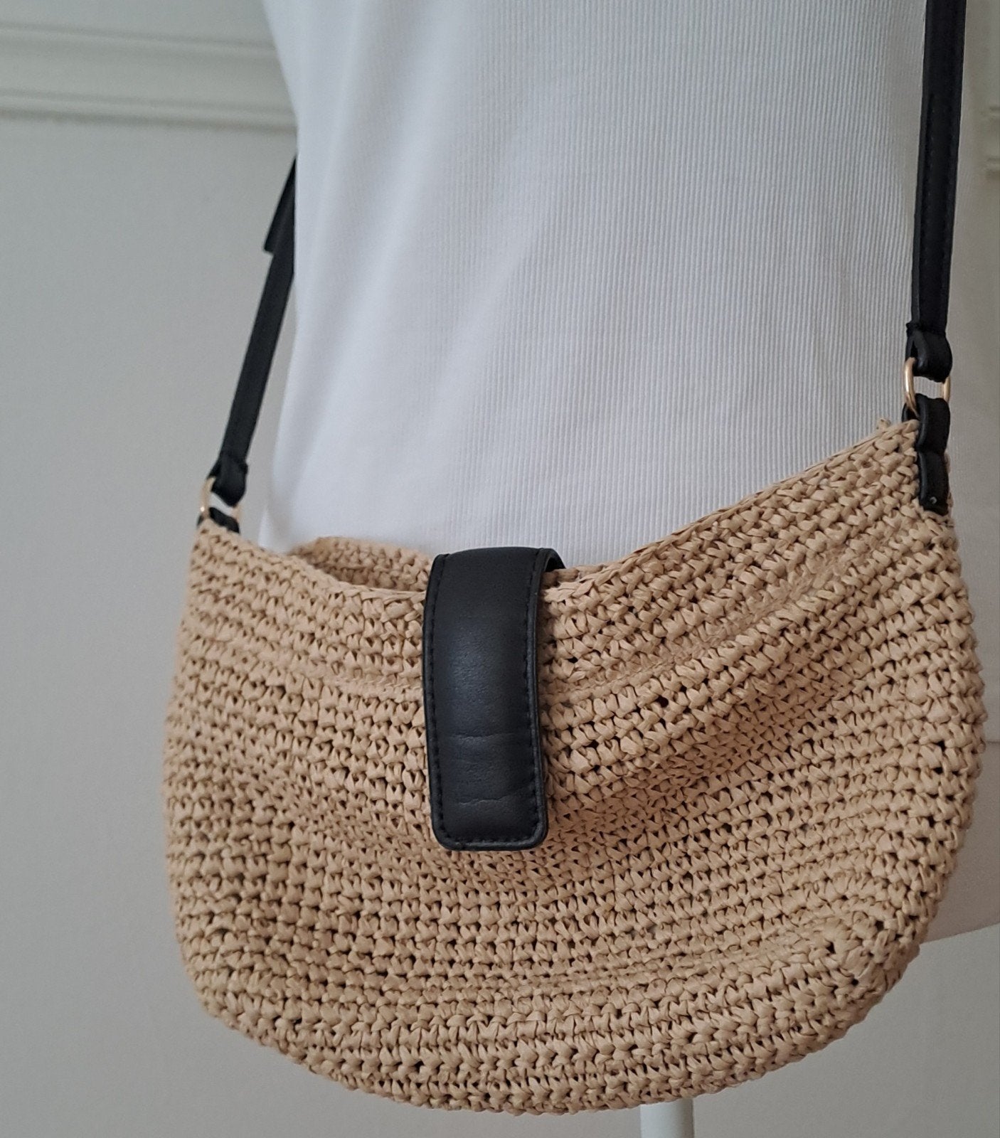 ZARA Crossbody rotan/leer nieuw, Ophalen of Verzenden, Nieuw, Beige