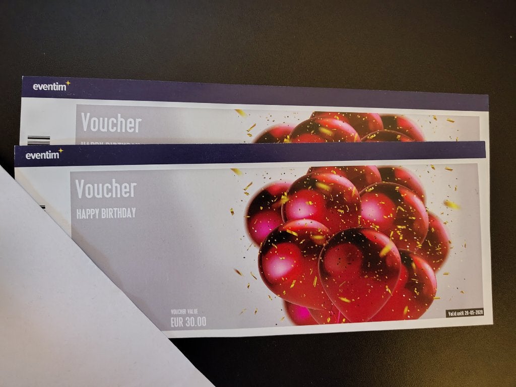 2 x 30€ Eventim Voucher, Tickets en Kaartjes, Eén persoon, Cadeaubon, Overige typen