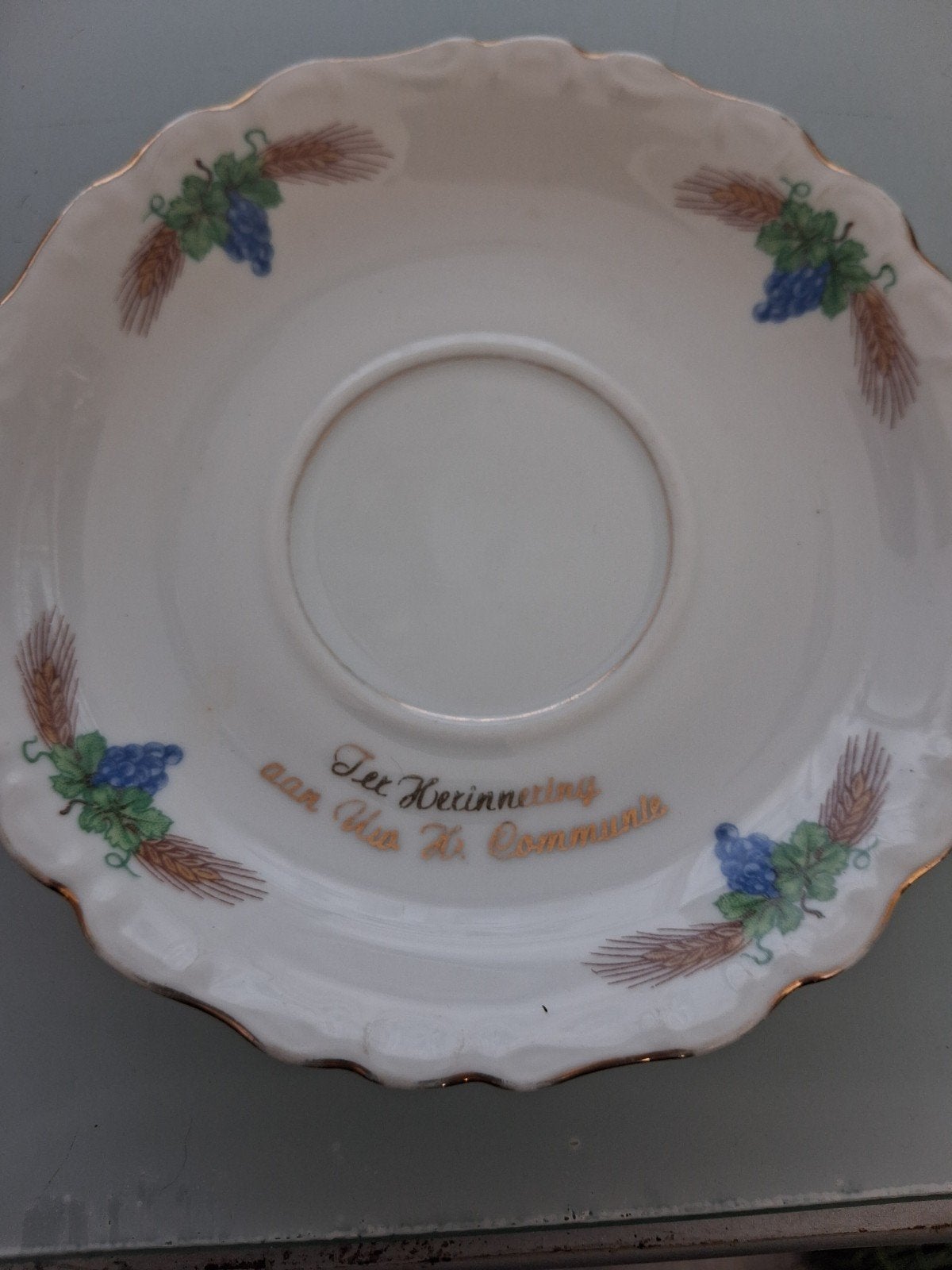 Vintage schotel 'Ter Herinnering aan Uw H. Communie', Ophalen of Verzenden