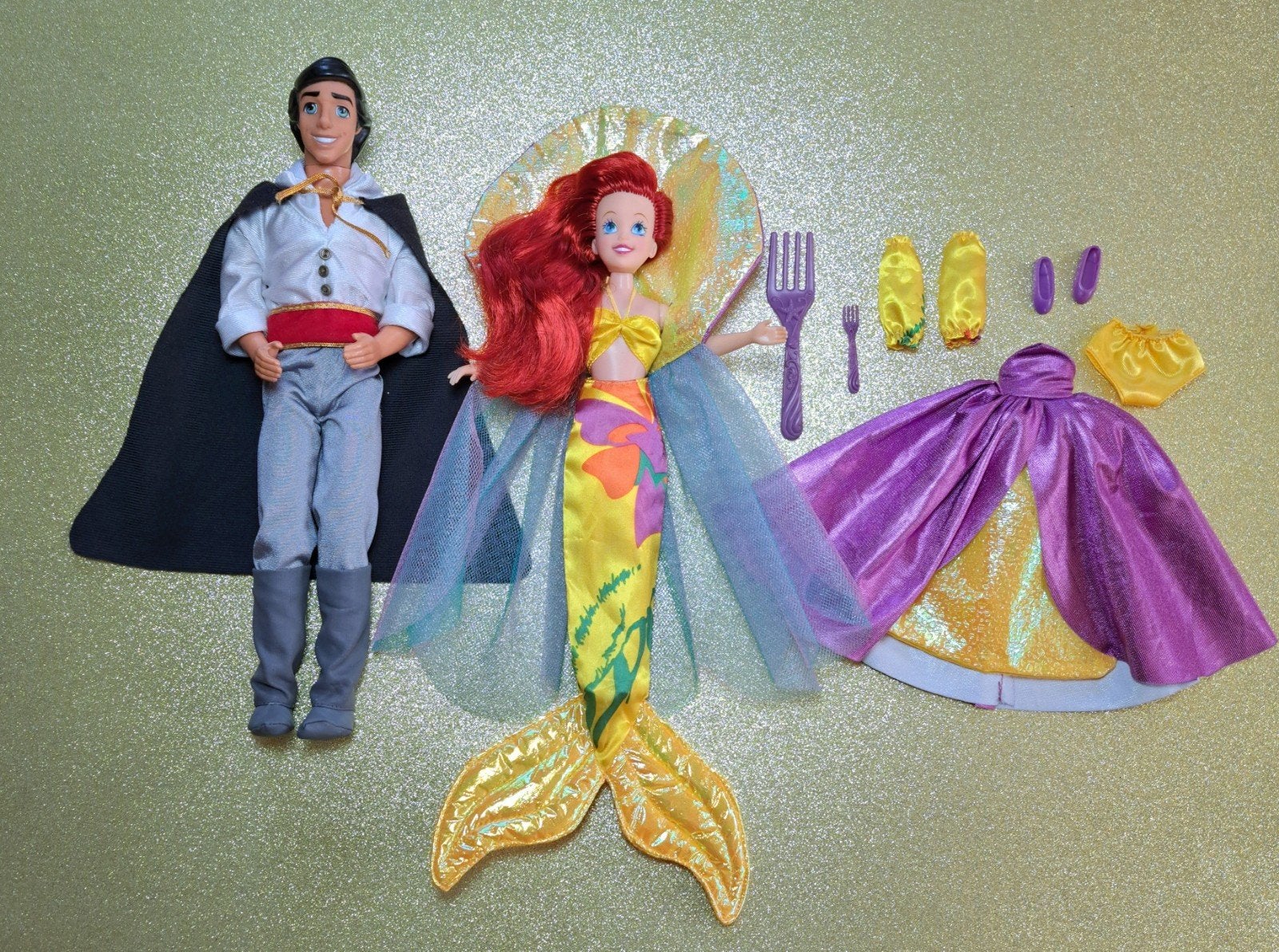 Disney Mattel Eric en zeemeermin Ariel uit film 1990s, Ophalen of Verzenden, Zo goed als nieuw, Fashion Doll