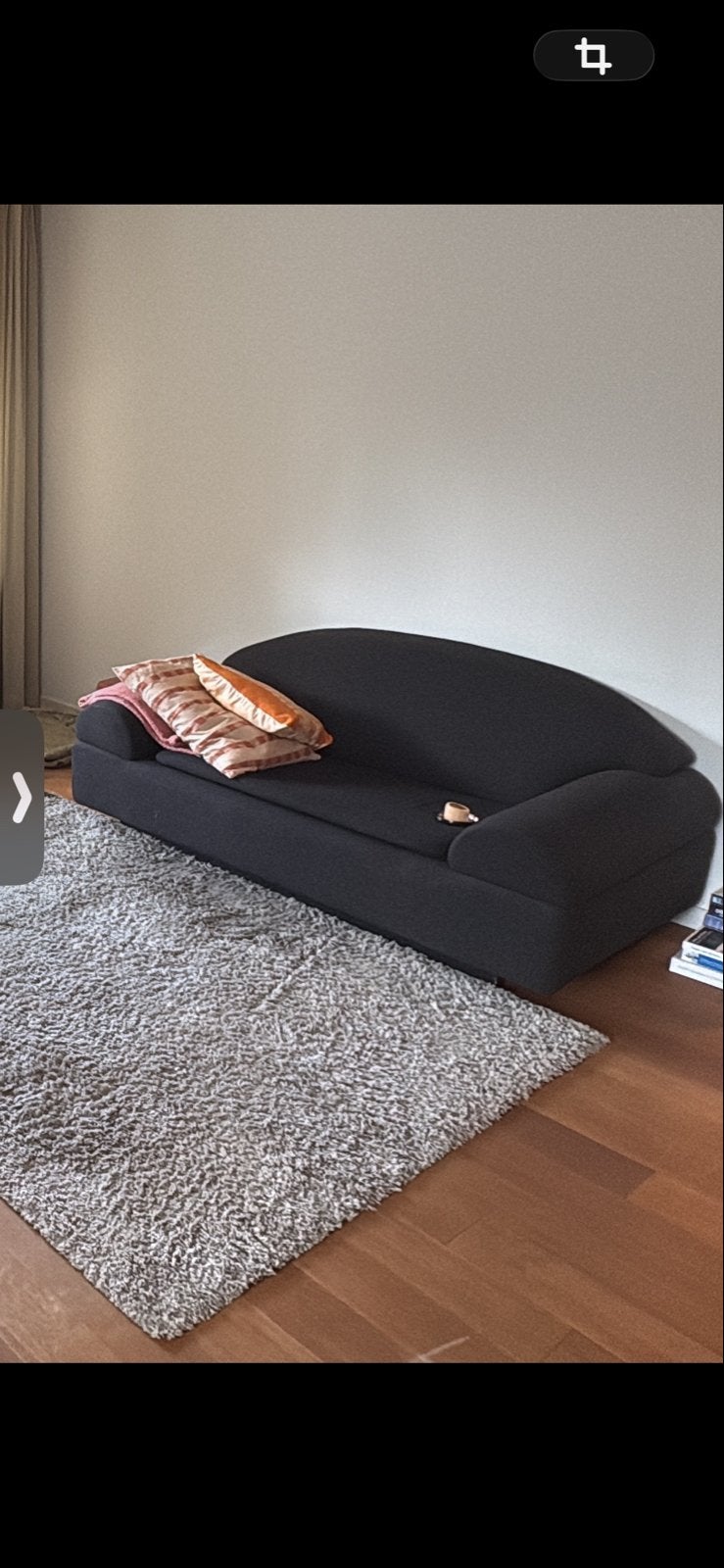 Comfortabele zwarte twee zits bank, Ophalen, Gebruikt, Design, 150 tot 200 cm