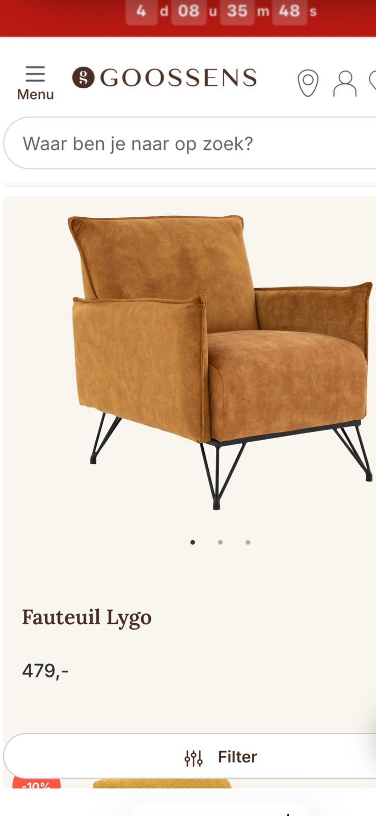 Fauteuil Lygo van Goossens, Ophalen, Zo goed als nieuw, 75 tot 100 cm, Stof