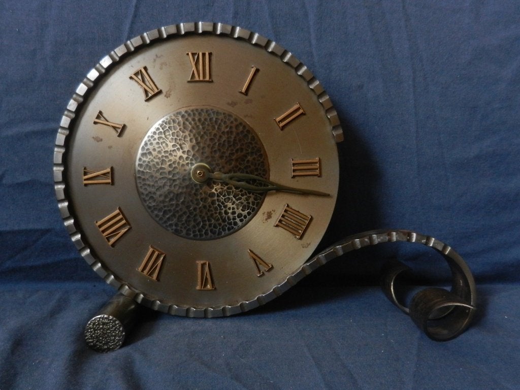 Koperen pendule met krul elektrisch Duitsland ca. 1960, Ophalen of Verzenden