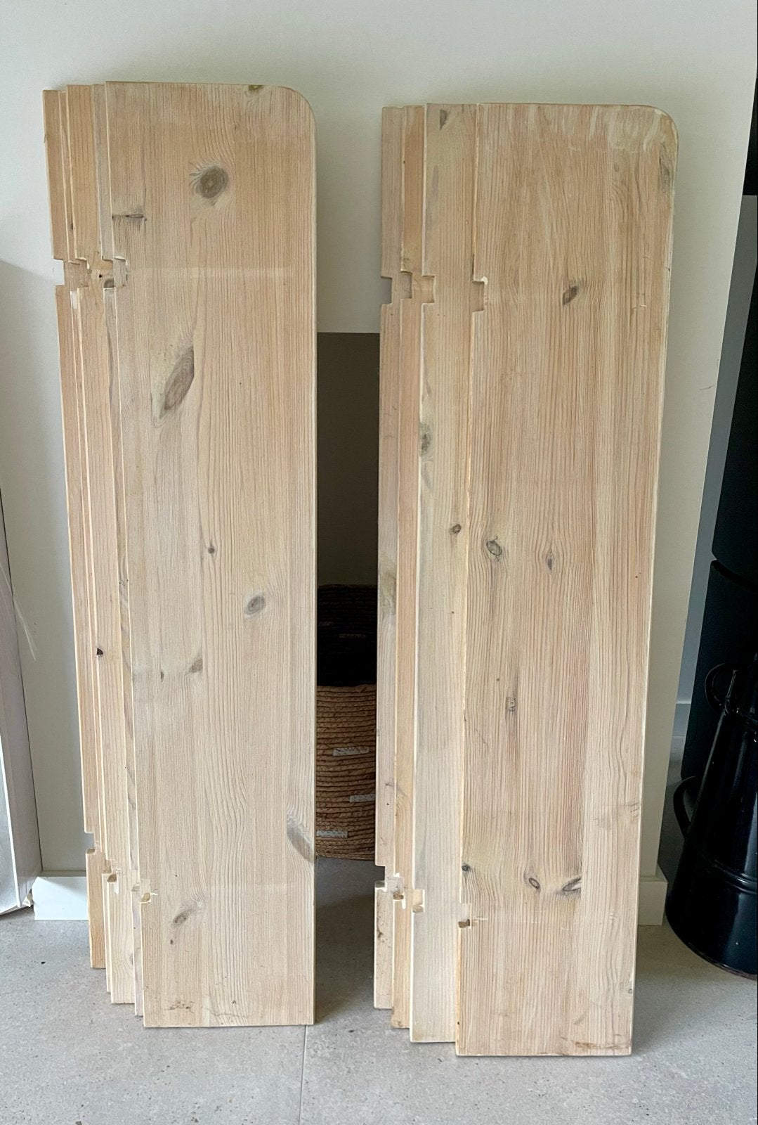 9 Duraline wandplanken vuren hout 103x20x1.5 cm, Ophalen, Gebruikt