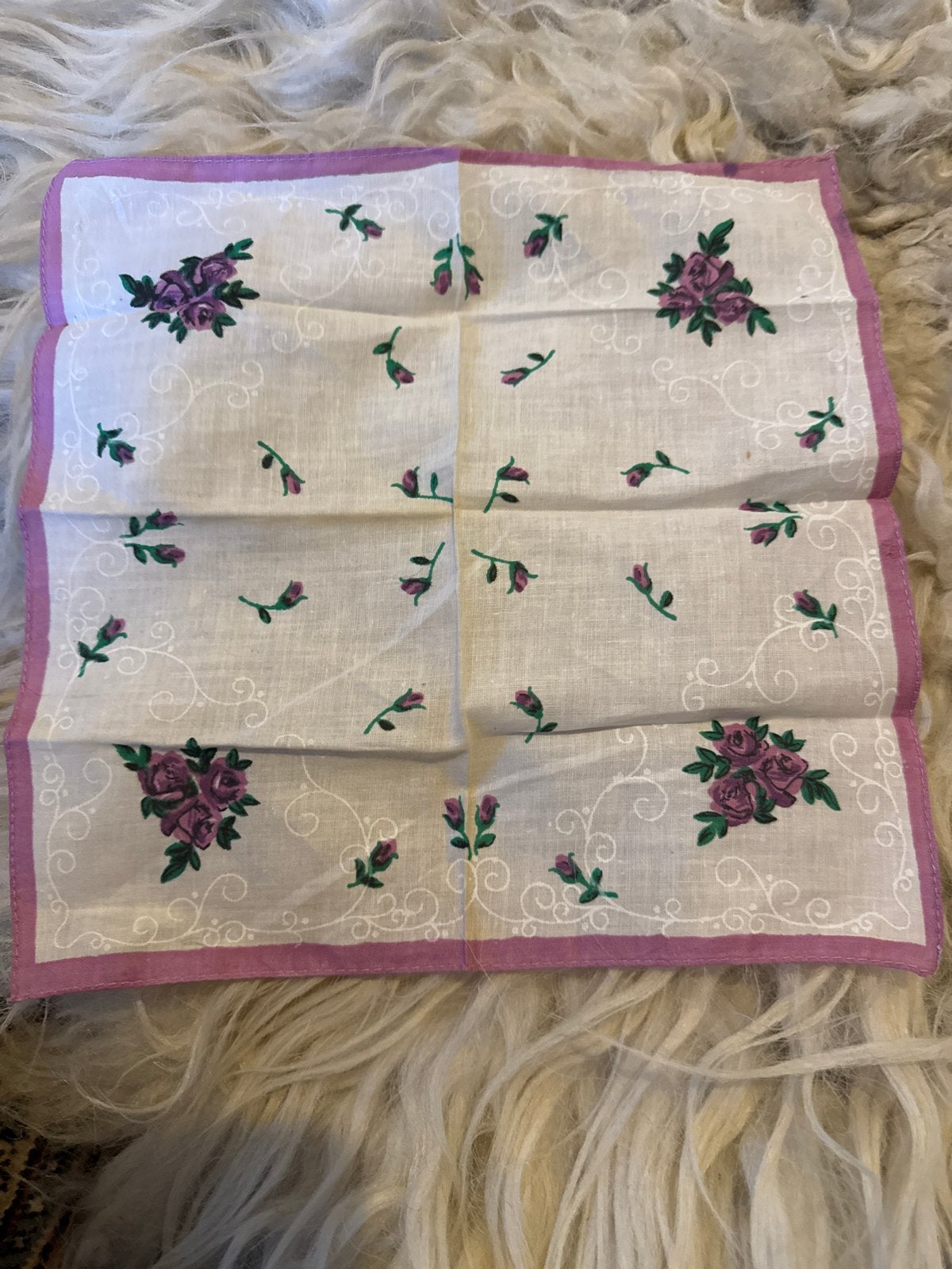 Vintage zakdoek met rozen, Ophalen of Verzenden