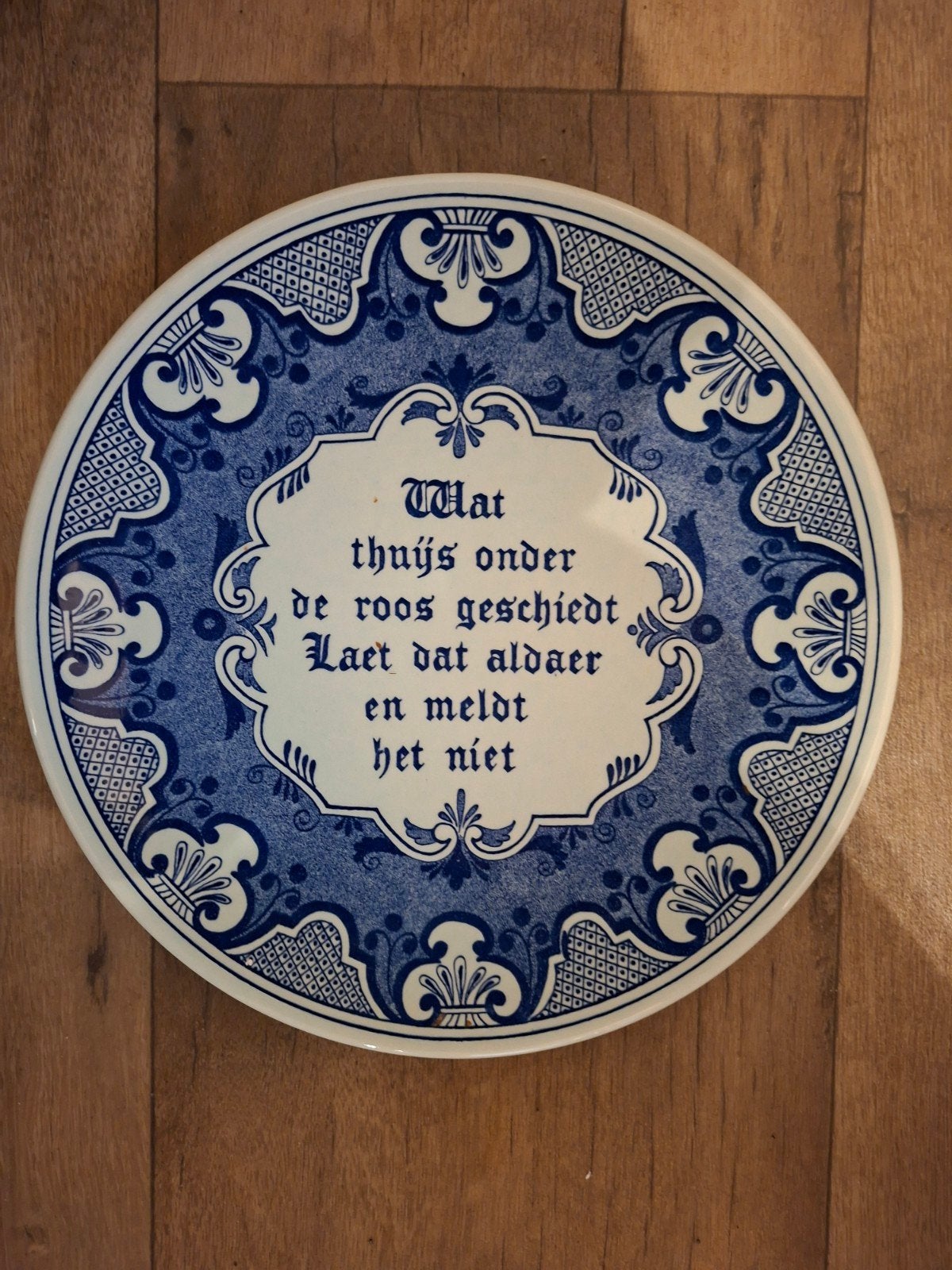 Delfts Blauw Wandbord - Oude Spreuken - Handbewerkt, Antiek en Kunst, Antiek | Wandborden en Tegels, Ophalen of Verzenden