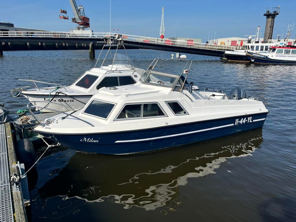 Microplus 600 – Yamaha 60pk 4-takt + trailer (tour/visboot), Watersport en Boten, Ophalen, Gebruikt, 50 pk of meer, Buitenboordmotor