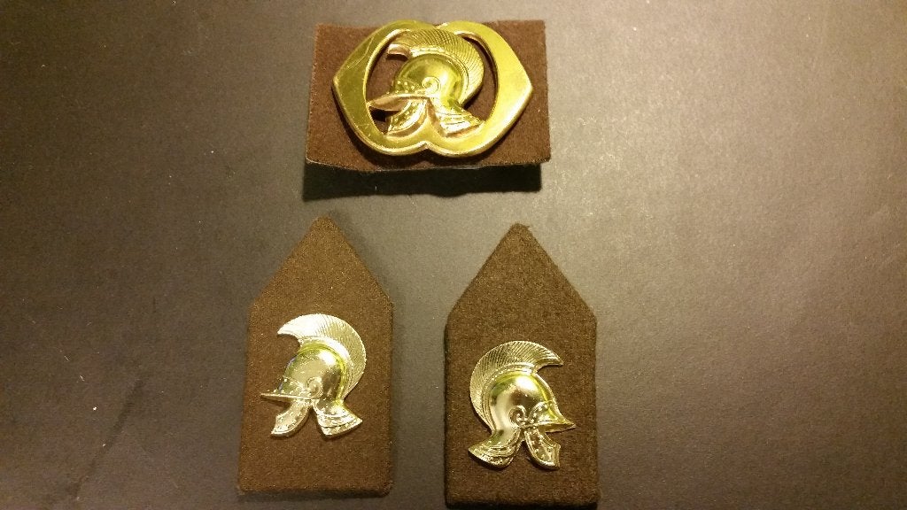 Baretembleem en kraagspiegels Genie, Verzenden, Landmacht, Nederland, Embleem of Badge