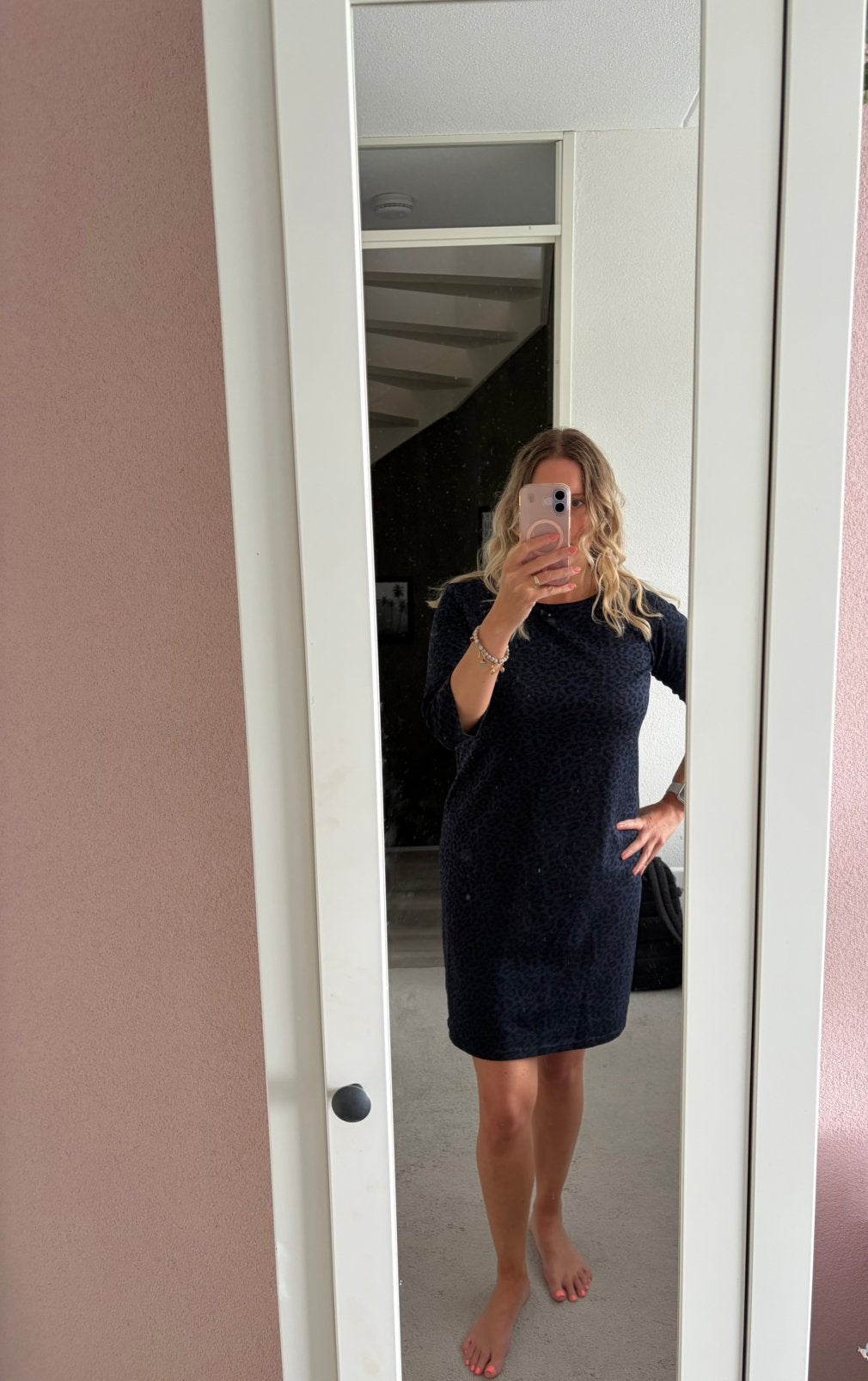 Luipaard jurk, Maat 38/40 (M), Blauw, Ophalen of Verzenden, Zo goed als nieuw