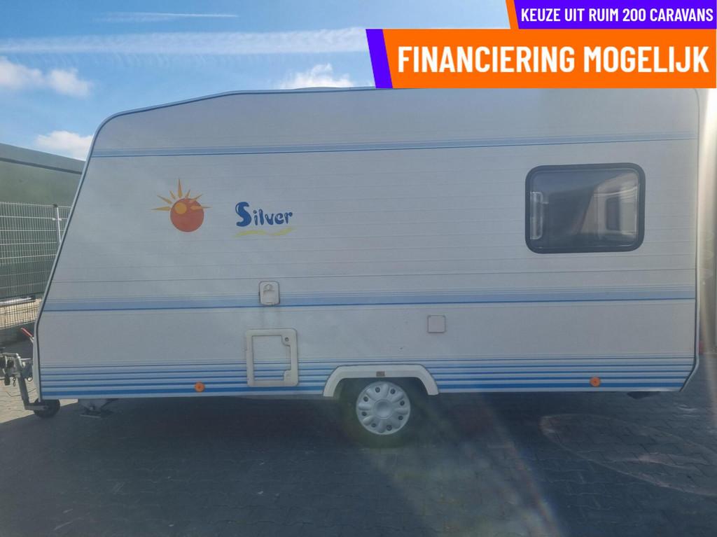 CARAVELAIR silver 425 VOORTENT + DWARSBED + FIETSENDRAGER, Serviceluik, Bedrijf, 750 - 1000 kg, 5 tot 6 meter