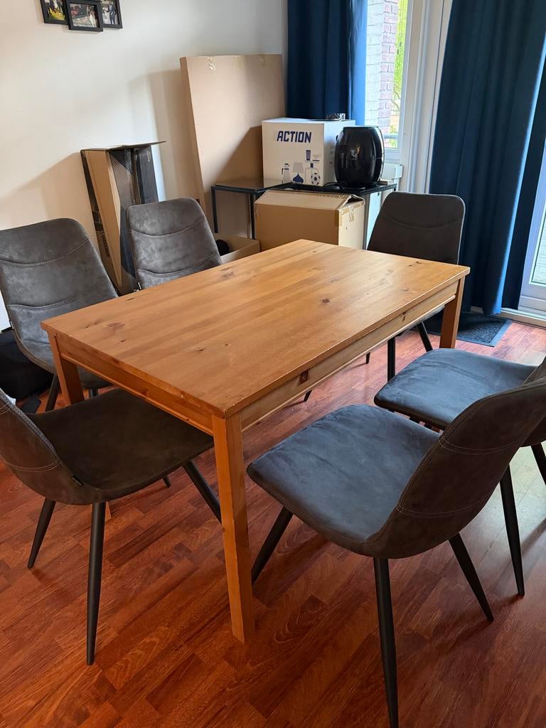 Simpele houten eettafel, Ophalen, 100 tot 150 cm, 50 tot 100 cm, Zo goed als nieuw