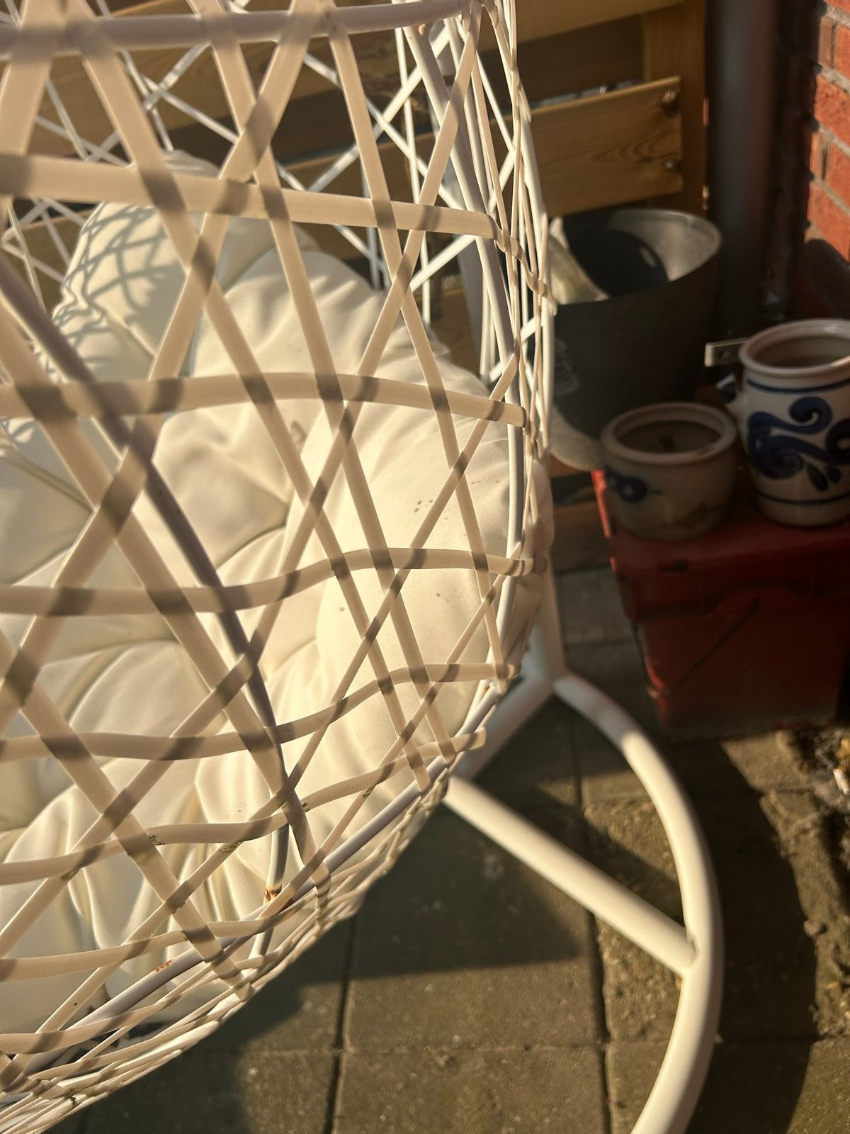 Comfortabele hangstoel voor in de tuin, Tuin en Terras, Ophalen, Gebruikt, Wicker