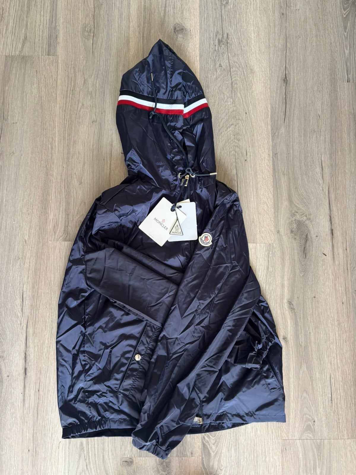 Moncler navy blue windbreaker size M, Ophalen of Verzenden, Zo goed als nieuw, Blauw