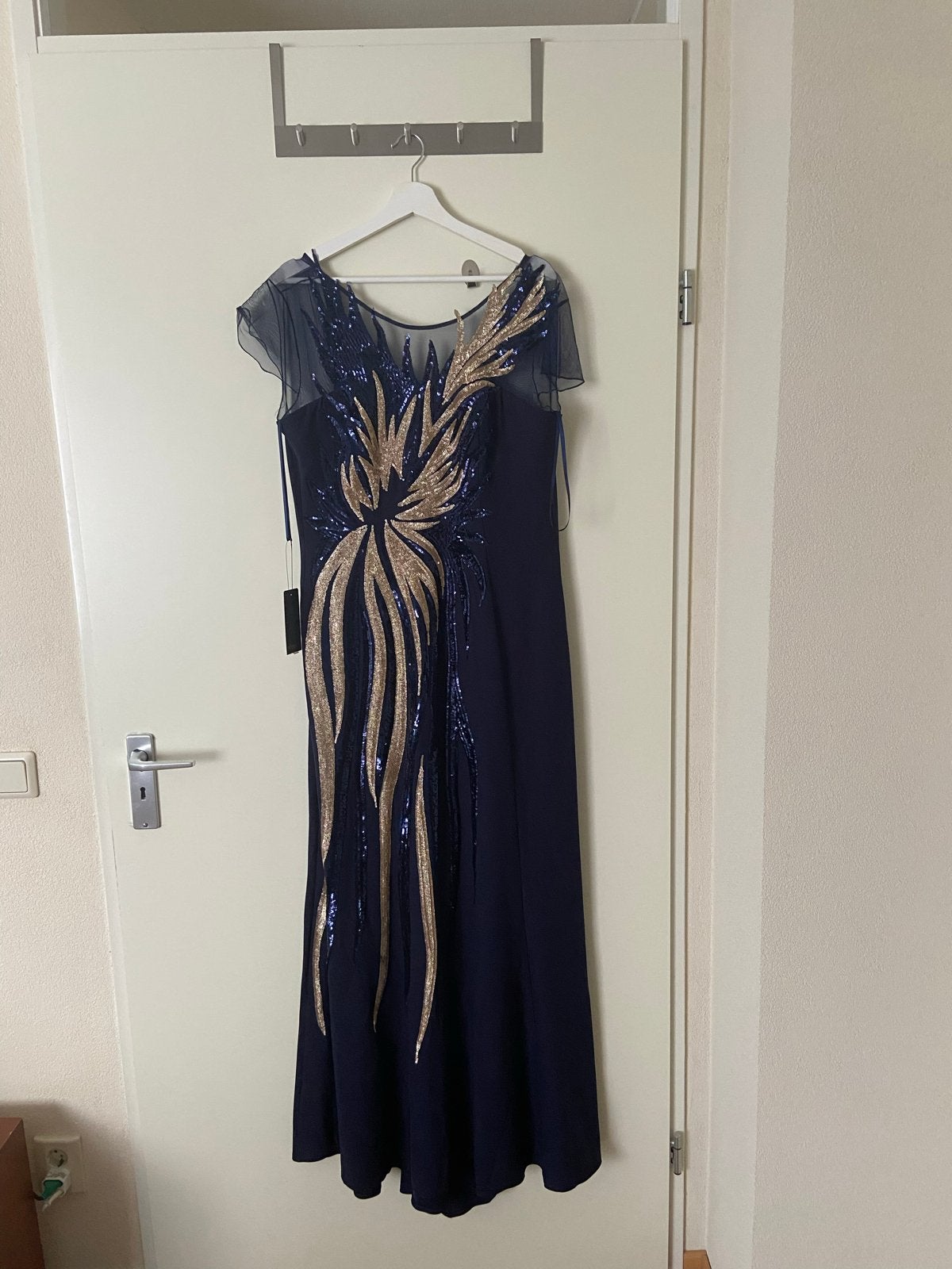 Galajurk Donkerblauw met Gouden Pailletten, Kleding | Dames, Jurken, Blauw, Nieuw, Onder de knie, Ophalen