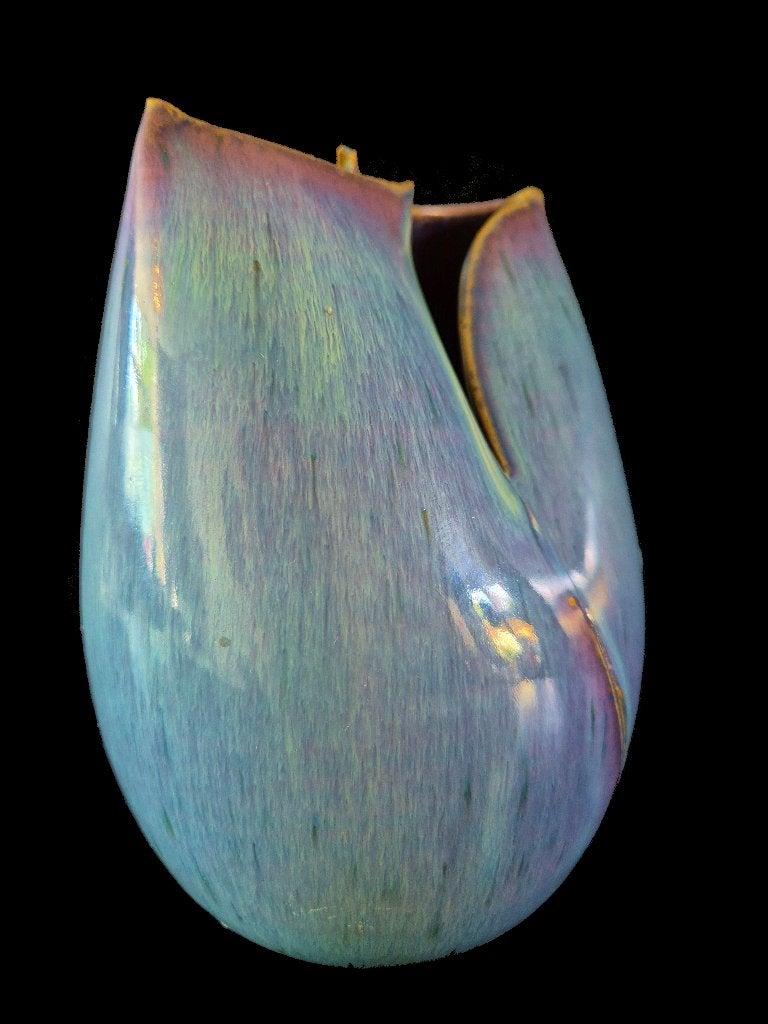 Prachtig keramiek werk van Ed meissenberg sculptuur vaas, Gebruikt, Blauw, Ophalen of Verzenden, Steen/keramiek