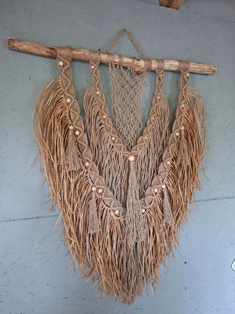 Nieuwe handgemaakte jute/raffia macrame wandkleed ibiza, Ophalen of Verzenden, Nieuw